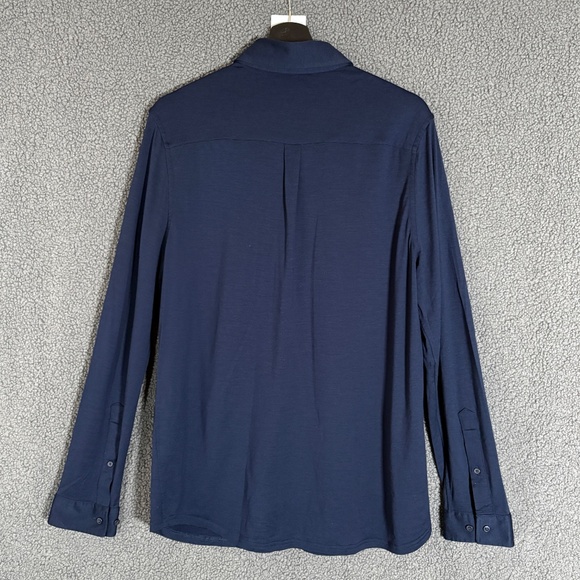 Unbound Merino 100% Wool Button Down Long Sleeve Shirt - Men's Size L - Blue - Picture 3 of 9